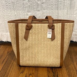 NWT TALBOTS Brown and Cream Tote Bag